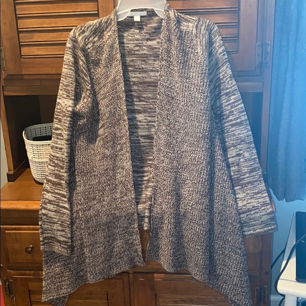 Brown and white cardigan
